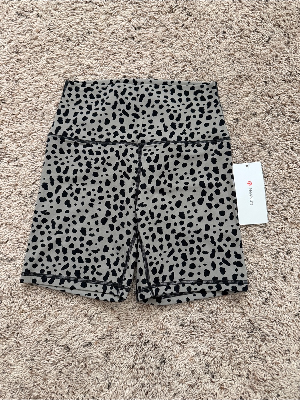 Seamless High-Rise Gray & Black Spot Bike Shorts